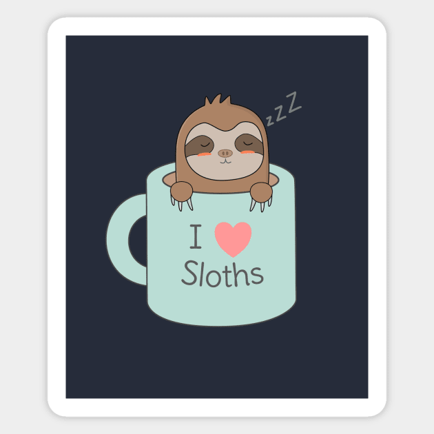 Kawaii cute I love sloths t-shirt Sticker by happinessinatee